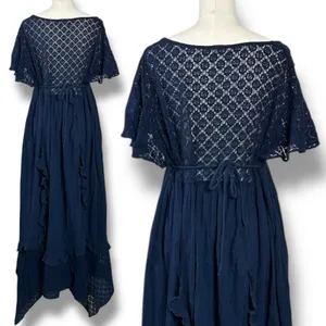 Free People Ethereal Bohemian Bring The Romance Maxi Dress Midnight Blue Large thumbnail 8