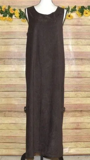 Sunbelt Women's Maxi Dress Size S Brown Faux Suede Y2K Vintage Lagenlook Slits thumbnail 1