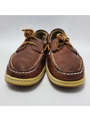 Sperry Top Slider Bluefish Plaid Slip On Oxford Boat Shoes Leather Sz 7 M Brown thumbnail 6