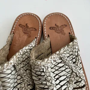 FREEBIRD by Steven Willow Leather Embossed Strappy Sandals Cream Tan Size 7 thumbnail 6