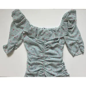 ASTR The Label Teal Multi Ditsy Floral Ruched Mini Dress‎ ADR100891 XS thumbnail 9