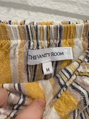 The Vanity Room Strapless Stripe High Low Midi Dress Size Medium Boho Ruffle Hem thumbnail 4