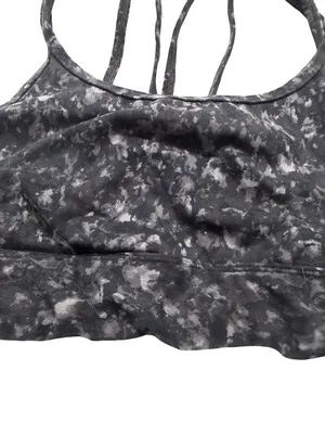 All In Motion Black Gray Marbled Strappy Crisscross Mesh Bra Yoga Medium Women's thumbnail 3