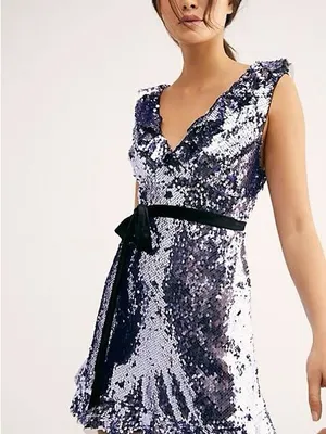 Free People Sequin Siren Ruffled Mini Dress thumbnail 2