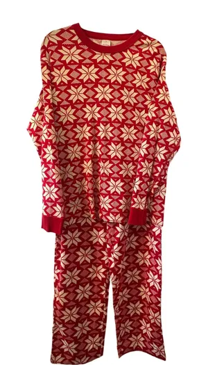 Hanna Andersson Red White Snowflake Organic Cotton Pajama Set XL Top L Pants thumbnail 1