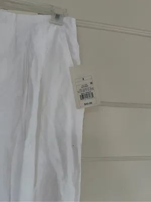 New Tapered White linen Pants thumbnail 2