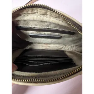 Michael Kors Monogram Small Crossbody Brown Beige Zip Chain Strap Gold Hardware thumbnail 6