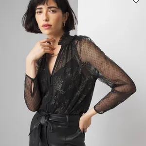 White House black market black sheer blouse with matching cami set thumbnail 3