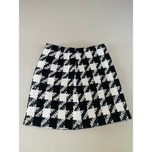 LOFT Skirt Black White Houndstooth Fully Lined Mini Size 4 thumbnail 2