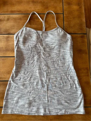 Lululemon Women’s Power Y Tank Top Space Dye Camo White Silver Spoon thumbnail 1