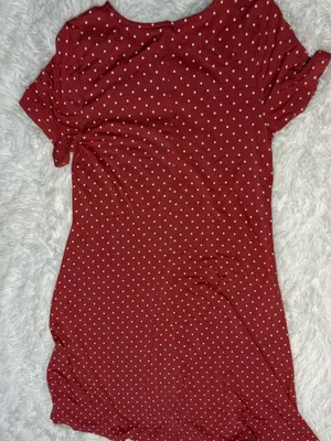 Old Navy Women's Polka Dot Dress Terracotta Rust Size M Casual Short Sleeve Midi thumbnail 6