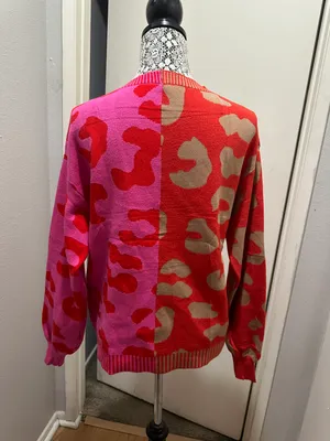 Leopard Color Block Cardigan Multi Size M thumbnail 2