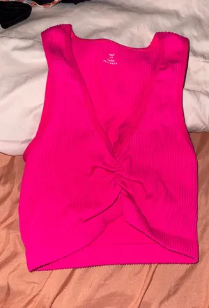 Small Aerie Hot Pink Cinched Crop Top thumbnail 1