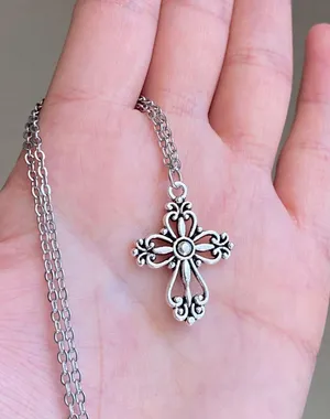 Handmade vintage antique goth cross necklace✝️ thumbnail 2