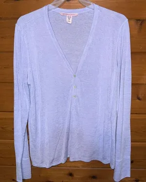 Victorias Secret Purple V neck Long Sleeve Top Large thumbnail 1