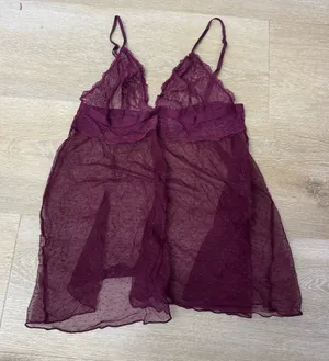 Victoria's Secret Sheer Lace Chemise in Deep Purple thumbnail 1