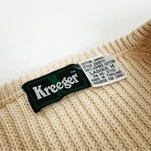 Vintage Raglan Crewneck Pullover Knit Sweater in Cream | Size M thumbnail 10
