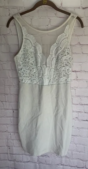 Lulus Ivory Lace Bodice Sleeveless‎ Sheath Dress Woman’s Size Medium thumbnail 1