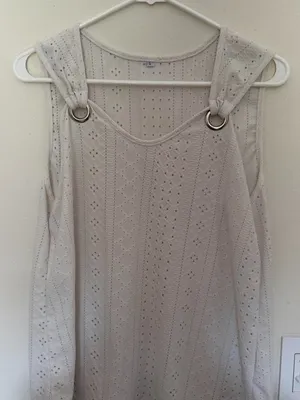 White Eyelet Cold Shoulder Top Size L thumbnail 2