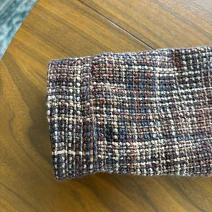 90s Vintage Carole Little Silk Tweed Mock Neck Crop Jacket Brown Petite Small thumbnail 10