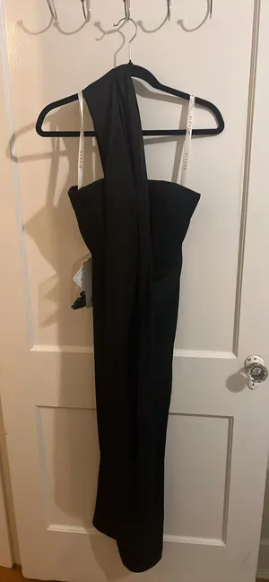 Azazie Atelier Olene Black Asymmetrical Maxi Dress thumbnail 3