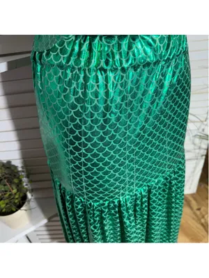 Vintage mermaid queen Halloween costume top bodysuit dress headband beaded L thumbnail 15