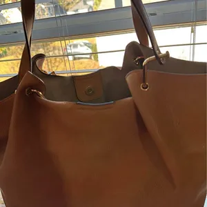 Sondra Robert squared pebbled, faux, leather satchel purse, gold accents, great thumbnail 10