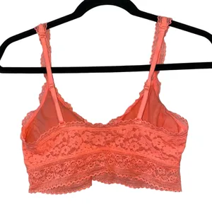 Lace Bralette Small Coral Orange Wireless Bra‎ Floral Lace Soft Stretch Lingerie thumbnail 3