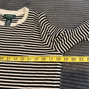 VTG Lauren Ralph Lauren Womens Medium Striped Top Black and Light Beige thumbnail 4