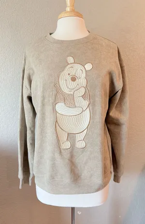 Disney Winnie the Pooh Embroidered Sweatshirt Beige Size S thumbnail 1