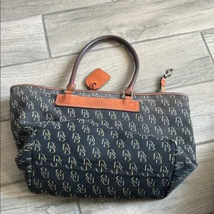 Dooney & Bourke Black and Brown Logo Satchel thumbnail 5