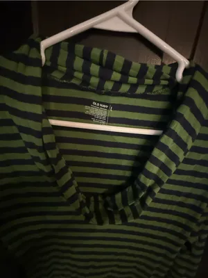 Old Navy Green and navy Striped Long-Sleeve Cowl Neck Top thumbnail 2