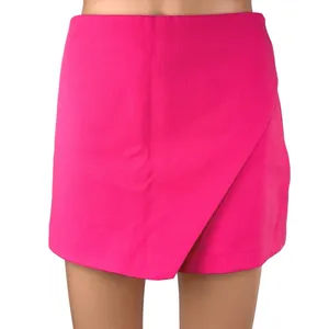 Zara Pink Side Zip High Waisted Faux Wrap Mini Casual Shorts Skirt Skort Size S thumbnail 2