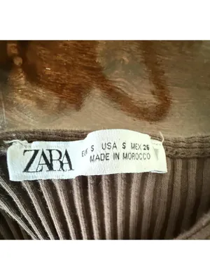 Zara Brown Ribbed Cutout Midi Dress Size Small thumbnail 6