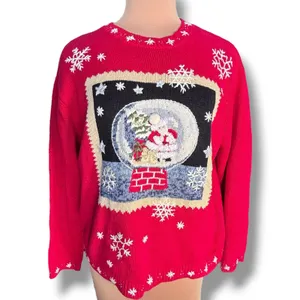 Vintage Y2K Tiara International Santa‎ Snow Globe Red Christmas Holiday Sweater thumbnail 10
