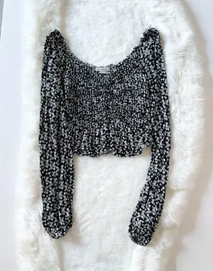 Black And White Floral Blouse thumbnail 1
