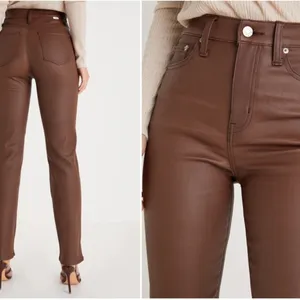 LULUS Sexy Chic Faux Vegan Leather Date Night Straight Leg High Rise Denim thumbnail 3