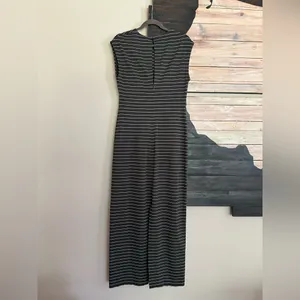 Club Monaco Sleeveless Polished Ponte Maxi Dress Moss Green Striped Keyhole Back thumbnail 3