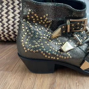 Lemare Italy Leather Ankle Cowboy Boots Metallic Green Gold 36 6 thumbnail 6