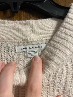 American Eagle Cream Oversized Mock Neck Sweater thumbnail 3