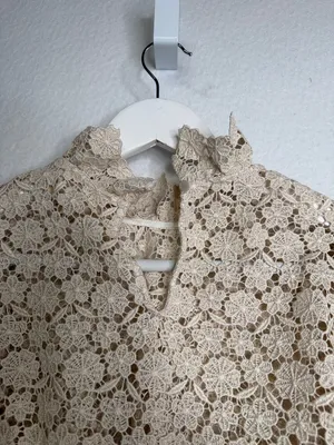 Sézane Elegant Jordyna Cream Floral Lace Longsleeve Ruffle Blouse | 34 thumbnail 7