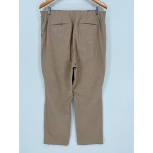 LOFT Trousers Womens‎ 14 Brown High Waist Elastic Back Ankle Pants Herringbone thumbnail 5