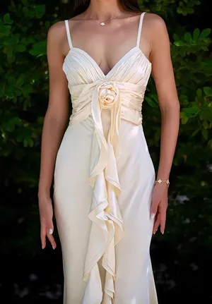 Rihoas Apricot Bodycon Tassel Slip Maxi Dress thumbnail 4