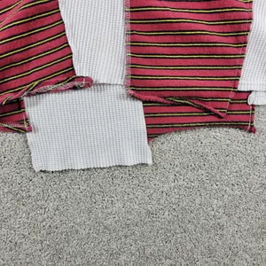 BDG UO Frazier Sweater M White Red Stripe Asymmetric Patch Waffle Knit Acadamia thumbnail 10