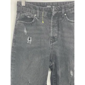 Zara Mom Jeans Size 0 Black‎ Faded High Rise Tapered Barrel Leg Pleated Q0004 thumbnail 4