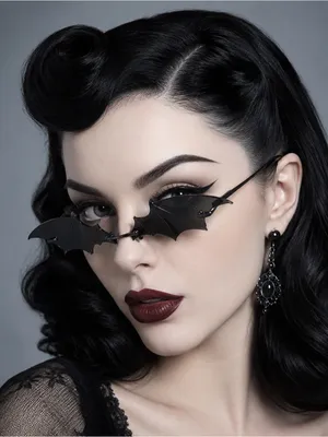 NWT Black Bat Wings Halloween Costume Gothic Party Steam Punk Shades Sunglasses thumbnail 1