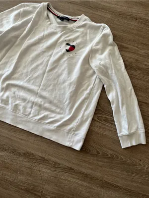 Tommy Hilfiger Womens Crewneck Sweatshirt Large White Heart Logo Cotton Preppy thumbnail 6