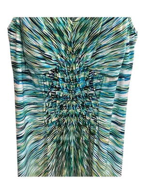 Cato Teal & Green Patterned V-Neck Maxi Dress thumbnail 4