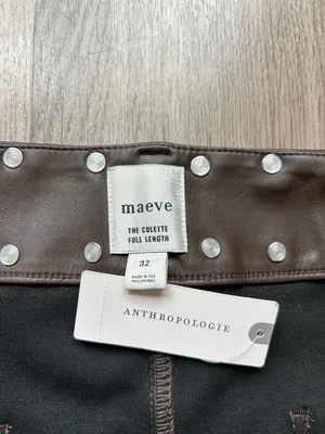 Anthropologie Maeve Colette Full-Length Faux Leather Studded Pants Size 32 NWT thumbnail 6