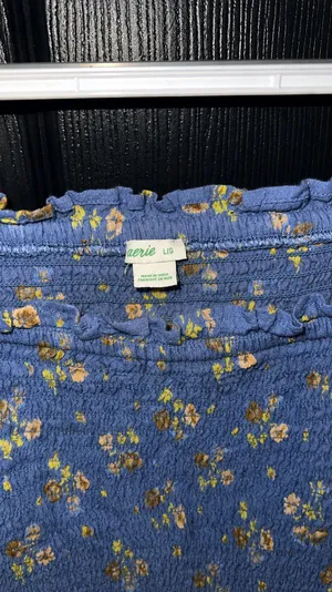 Aerie Floral Smocked Crop Top - Women's Large thumbnail 3